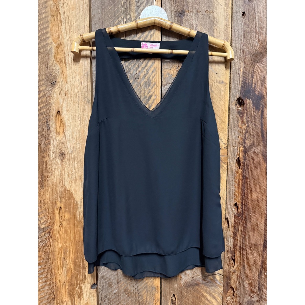 Chiffon Tank Top Women's M Y2K Minimalist Dark Academia Going Out Layered